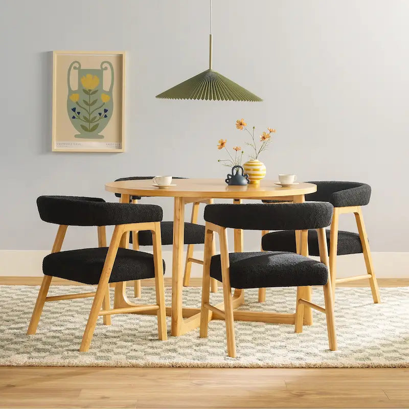 Ensemble de table à manger 5 pièces en bois massif Middlebrook avec chaises bi-matière