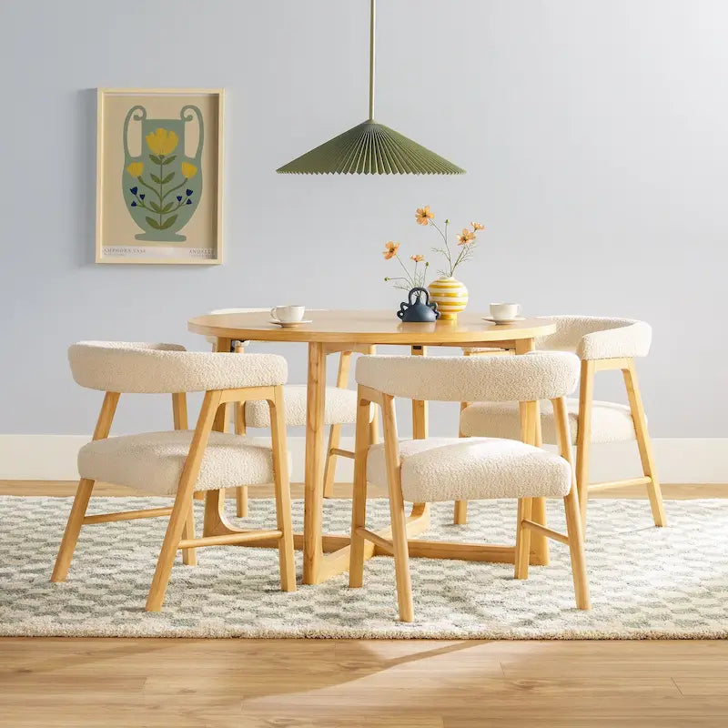 Ensemble de table à manger 5 pièces en bois massif Middlebrook avec chaises bi-matière