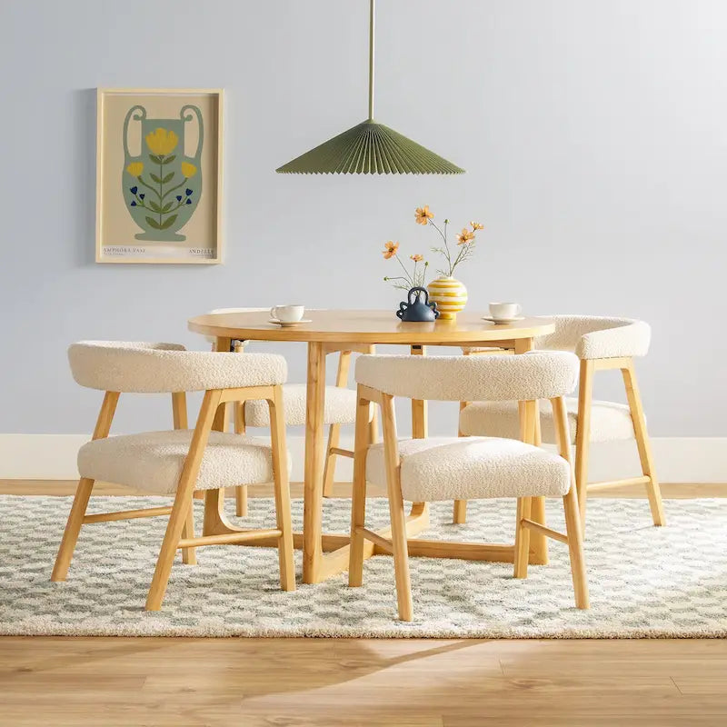 Ensemble de table à manger 5 pièces en bois massif Middlebrook avec chaises bi-matière