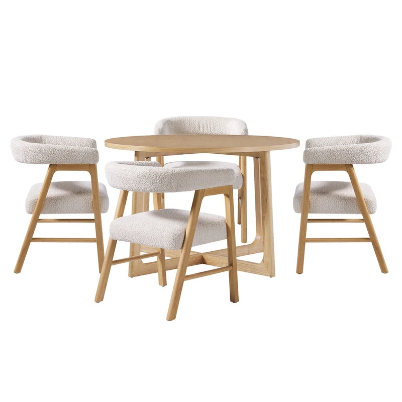 Ensemble de table à manger 5 pièces en bois massif Middlebrook avec chaises bi-matière
