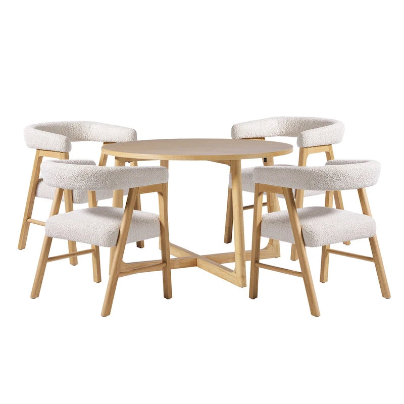 Ensemble de table à manger 5 pièces en bois massif Middlebrook avec chaises bi-matière