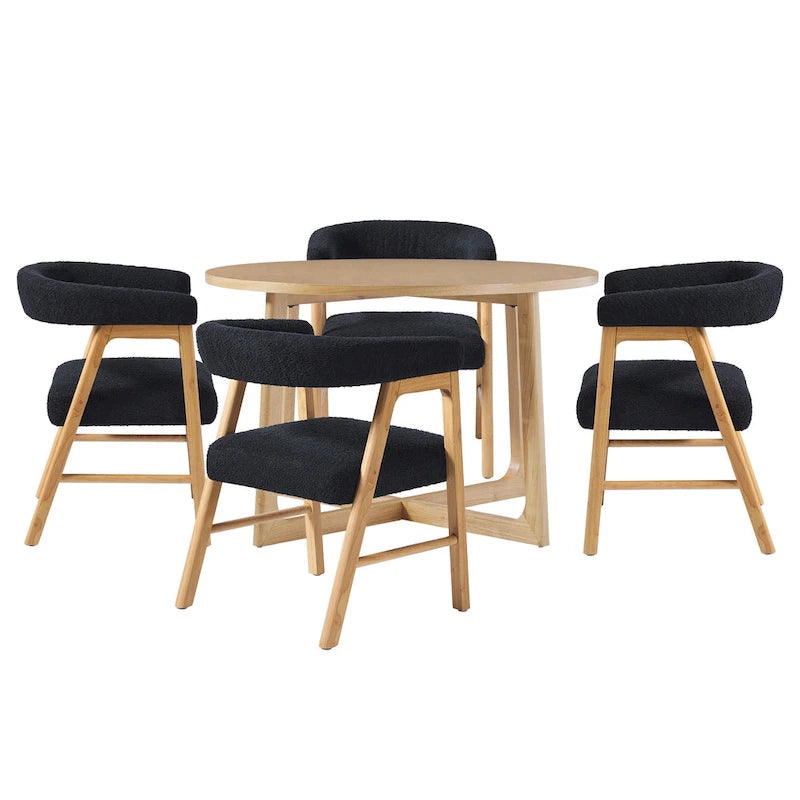 Ensemble de table à manger 5 pièces en bois massif Middlebrook avec chaises bi-matière