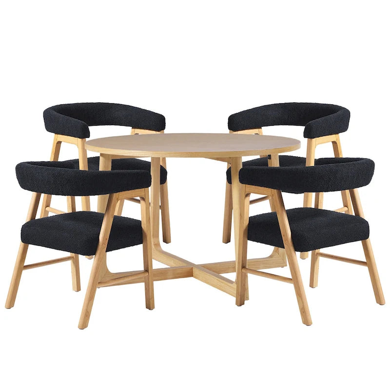 Ensemble de table à manger 5 pièces en bois massif Middlebrook avec chaises bi-matière