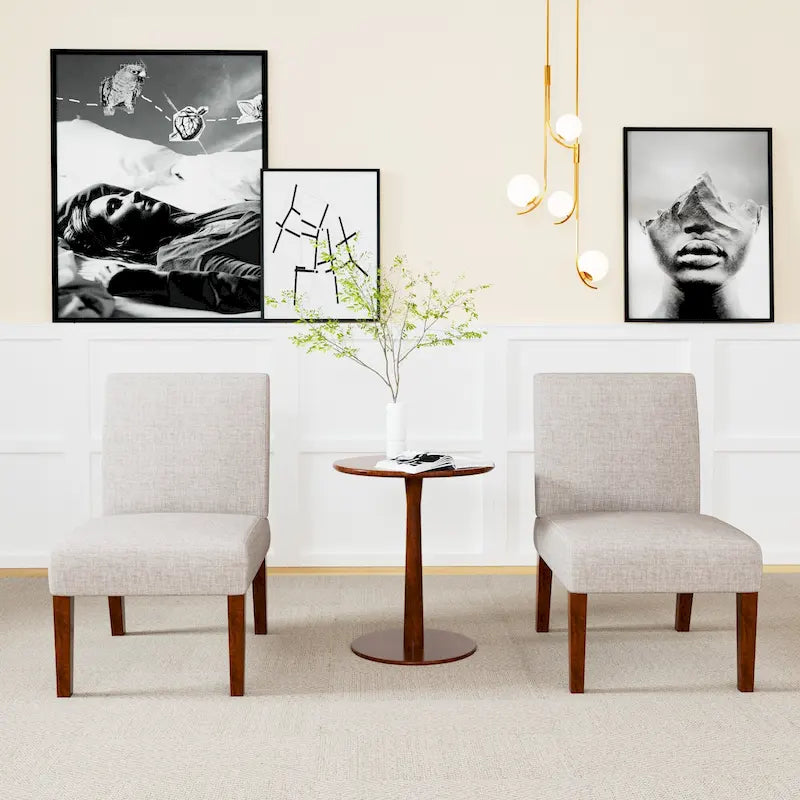 18.7 Chaises d'appoint avec table ronde (lot de 2)