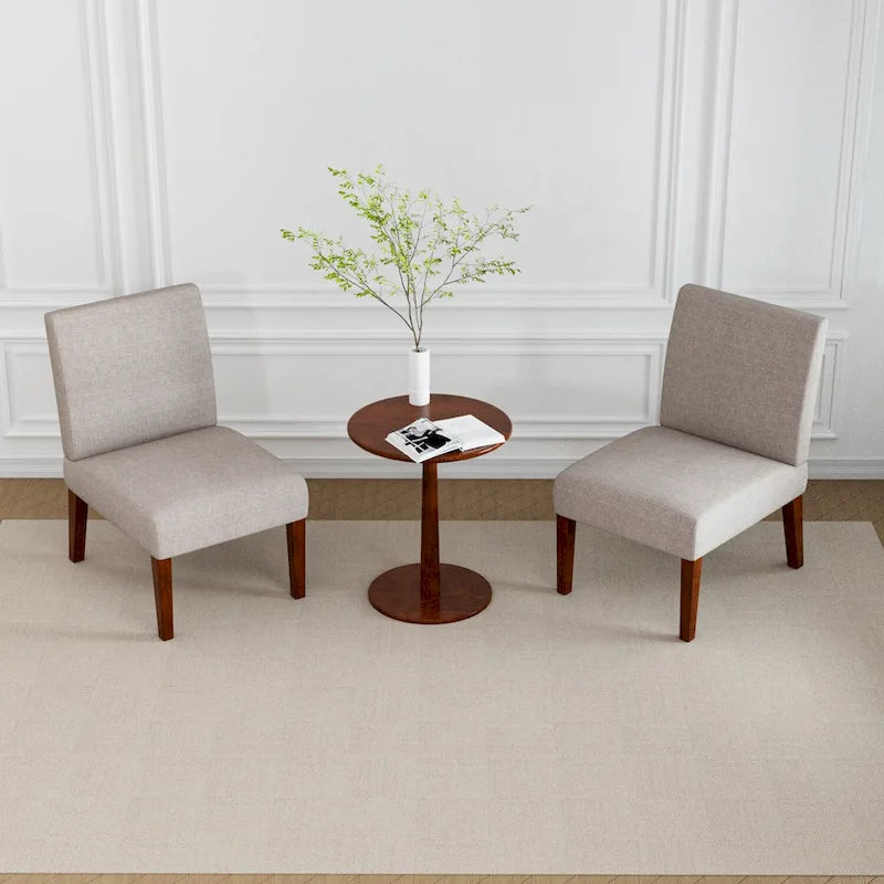 18.7 Chaises d'appoint avec table ronde (lot de 2)