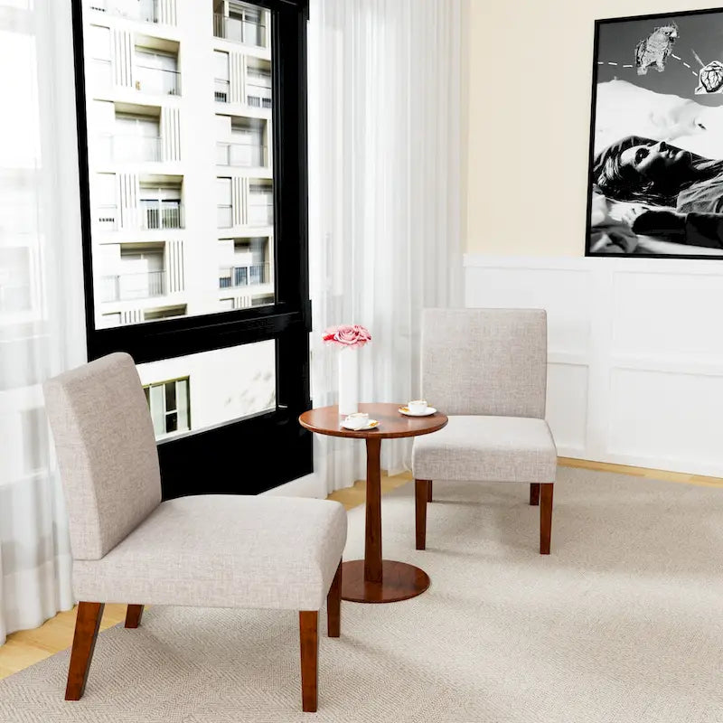 18.7 Chaises d'appoint avec table ronde (lot de 2)