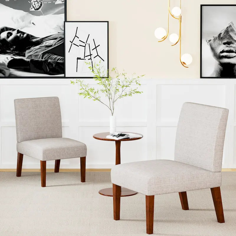 18.7 Chaises d'appoint avec table ronde (lot de 2)