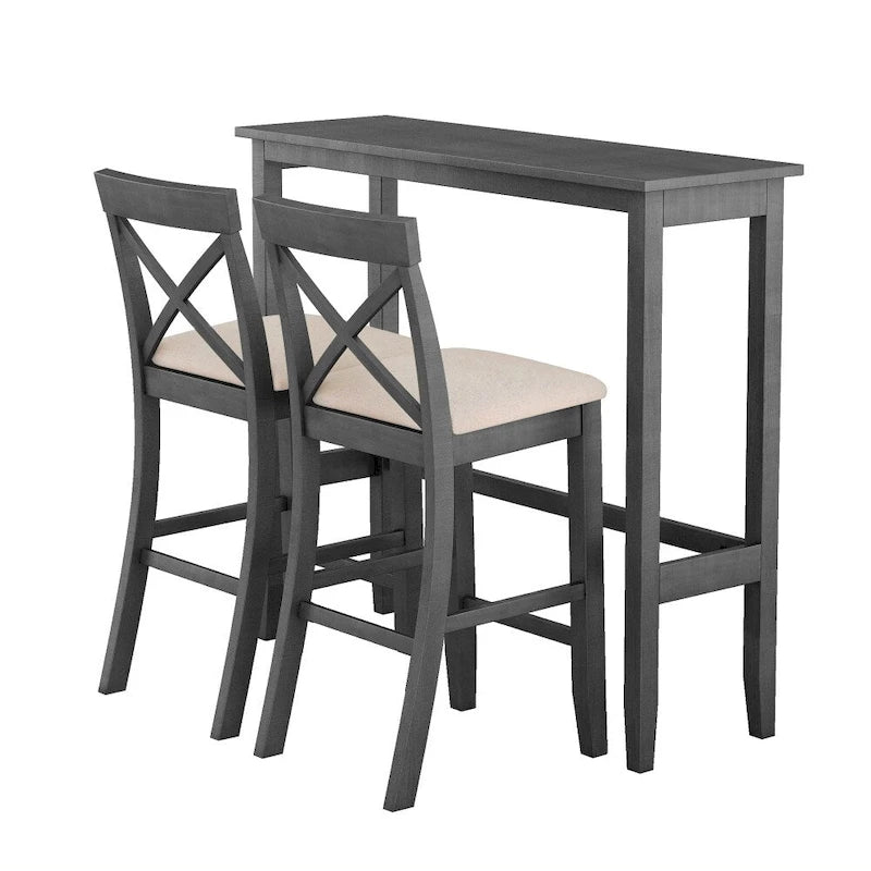 Ensemble de salle à manger rectangulaire en bois de hauteur bar de 48 po avec 2 chaises