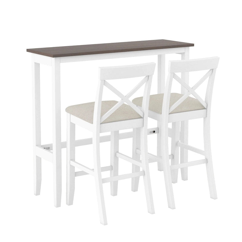 Ensemble de salle à manger rectangulaire en bois de hauteur bar de 48 po avec 2 chaises