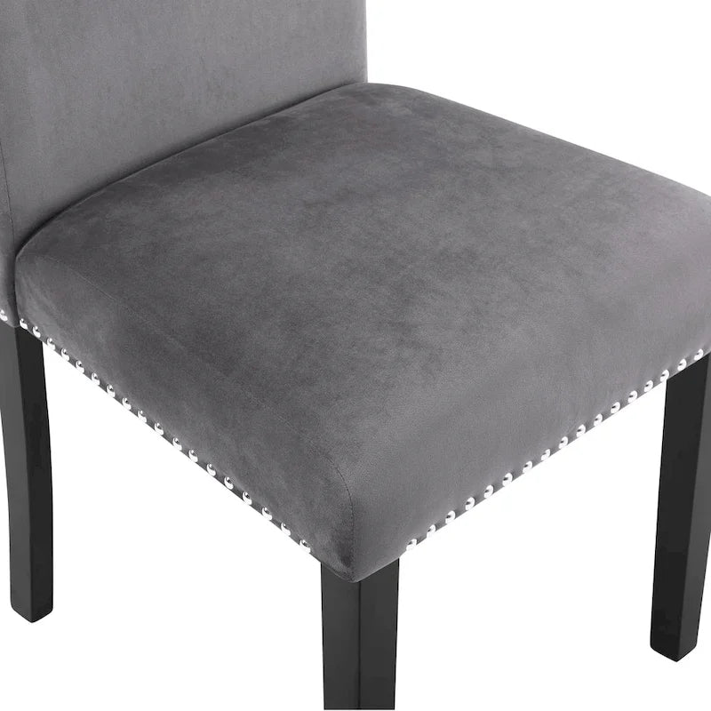 Ensemble table et chaises de salle à manger compact 5 pièces, ensemble table et chaises de salle à manger moderne avec chaises à clous chromés pour la cuisine