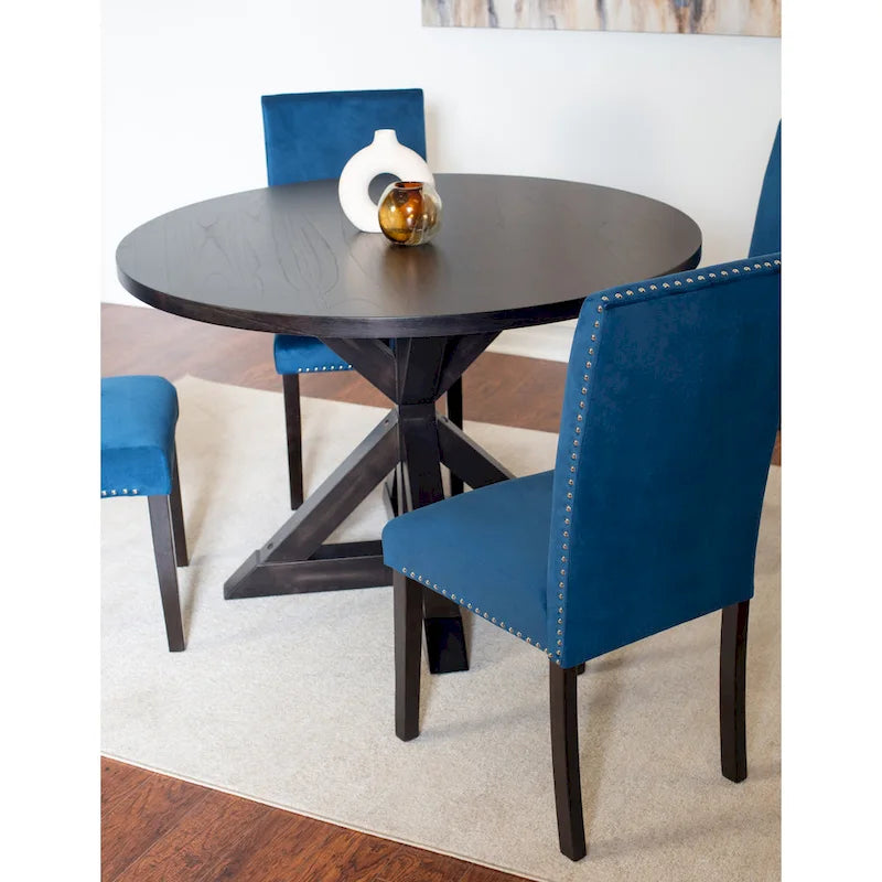 Ensemble table et chaises de salle à manger compact 5 pièces, ensemble table et chaises de salle à manger moderne avec chaises à clous chromés pour la cuisine