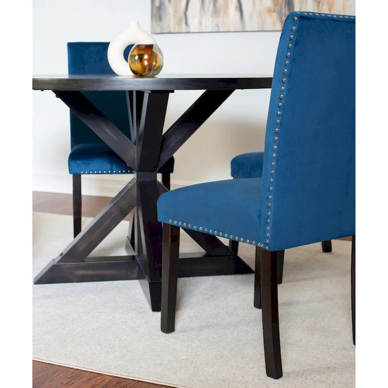 Ensemble table et chaises de salle à manger compact 5 pièces, ensemble table et chaises de salle à manger moderne avec chaises à clous chromés pour la cuisine