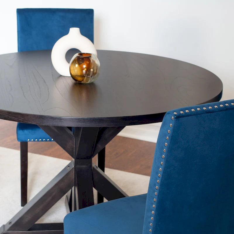 Ensemble table et chaises de salle à manger compact 5 pièces, ensemble table et chaises de salle à manger moderne avec chaises à clous chromés pour la cuisine