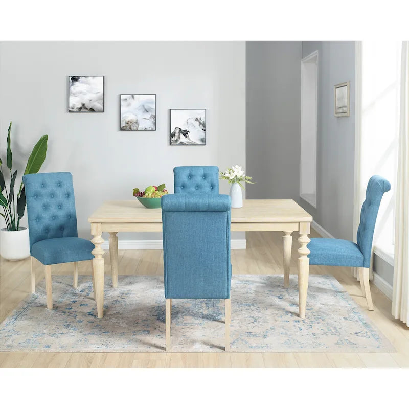 Ensemble table et chaises de salle à manger en bois, ensembles de table et chaises de salle à manger simples avec chaises rembourrées capitonnées et pieds tournés pour la cuisine