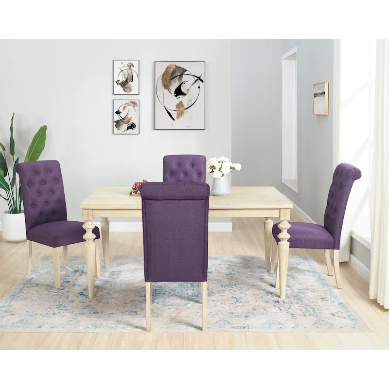 Ensemble table et chaises de salle à manger en bois, ensembles de table et chaises de salle à manger simples avec chaises rembourrées capitonnées et pieds tournés pour la cuisine