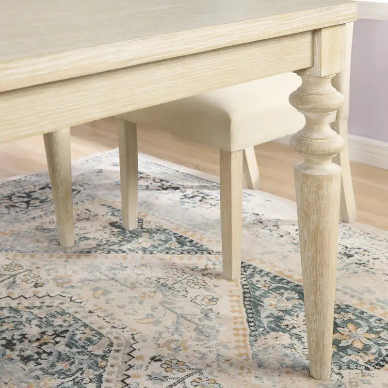 Ensemble table et chaises de salle à manger en bois, ensembles de table et chaises de salle à manger simples avec chaises rembourrées capitonnées et pieds tournés pour la cuisine