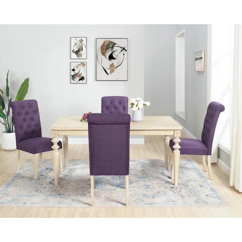 Ensemble table et chaises de salle à manger en bois, ensembles de table et chaises de salle à manger simples avec chaises rembourrées capitonnées et pieds tournés pour la cuisine