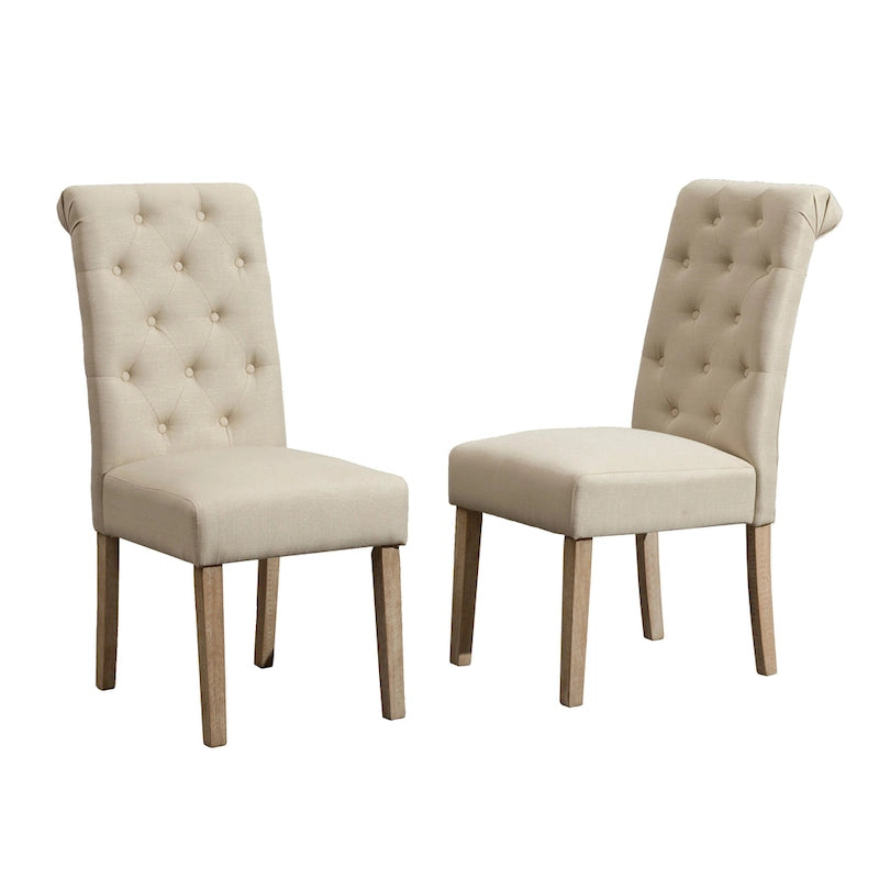 Ensemble table et chaises de salle à manger en bois, ensembles de table et chaises de salle à manger simples avec chaises rembourrées capitonnées et pieds tournés pour la cuisine