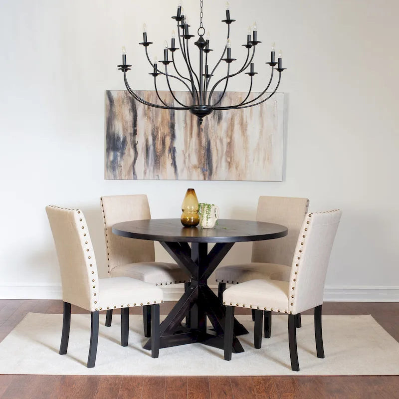 Home Dining Table and Chairs Set Vintage Dining Table and Chairs Set with Brass Nailhead Trim Chairs for Kitchen Dining Room