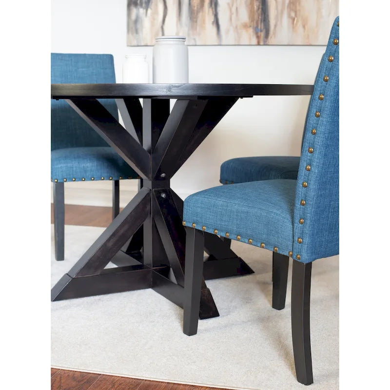 Ensemble table et chaises de salle à manger vintage, table et chaises de salle à manger vintage avec chaises à clous en laiton pour cuisine et salle à manger