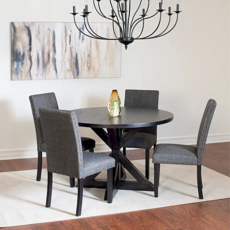 Ensemble table et chaises de salle à manger vintage, table et chaises de salle à manger vintage avec chaises à clous en laiton pour cuisine et salle à manger
