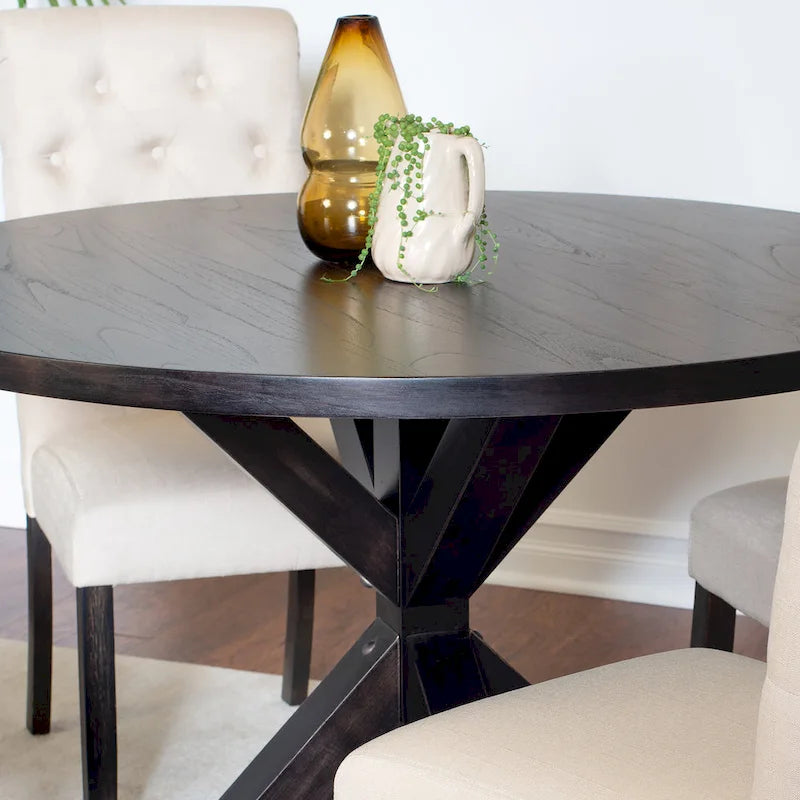 Ensemble Table et Chaises de Salle à Manger pour Petit Appartement, Ensemble Table et Chaises de Salle à Manger Rondes avec Table Piédestal en Croix pour Cuisine