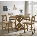 Ensembles table et chaises de salle à manger rondes en bois Style rustique Ferme avec piédestal croisé