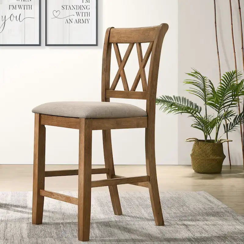 Ensembles table et chaises de salle à manger rondes en bois Style rustique Ferme avec piédestal croisé