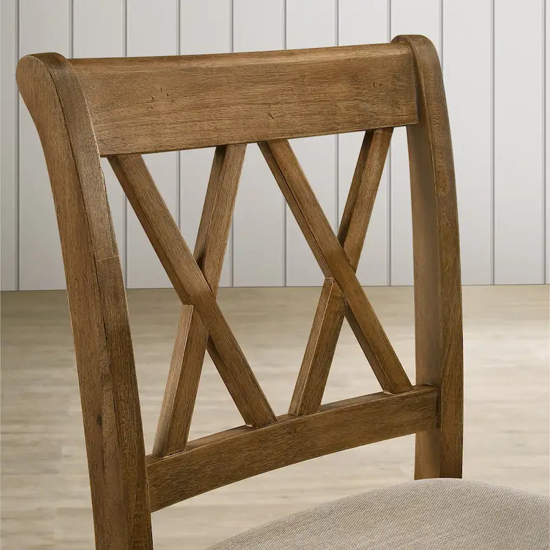 Ensembles table et chaises de salle à manger rondes en bois Style rustique Ferme avec piédestal croisé