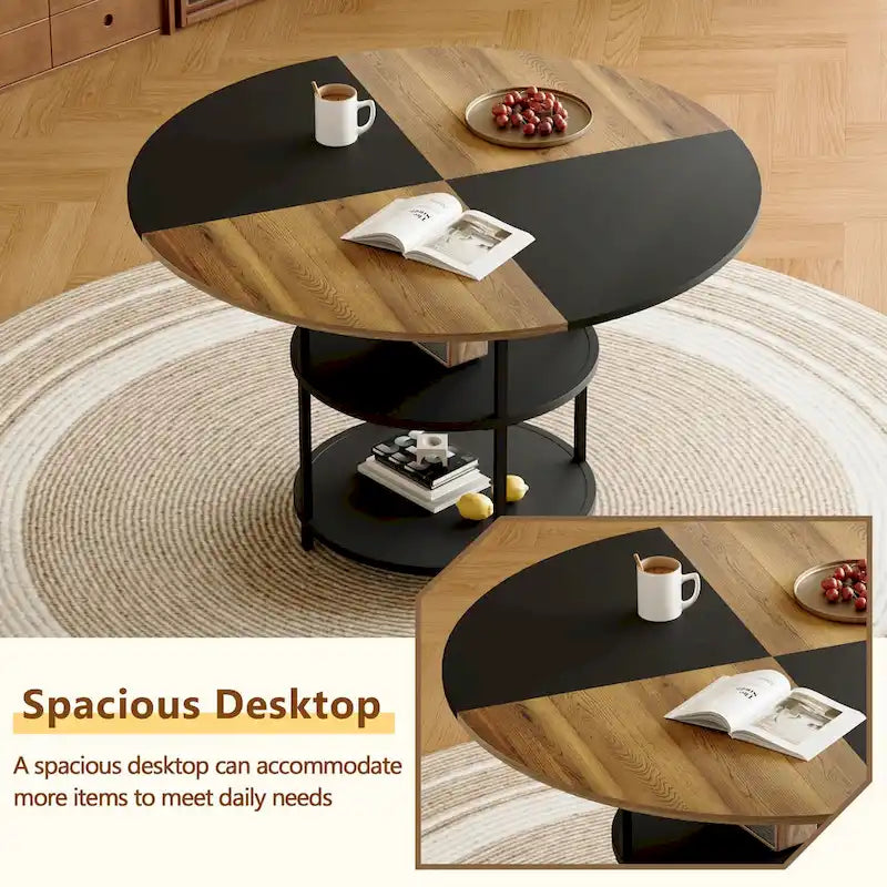 Ensemble de salle à manger moderne, table ronde avec rangement et chaises de salle à manger en tissu technique, facile à installer
