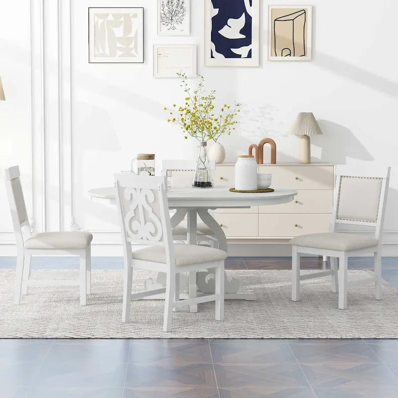 Ensemble de salle à manger fonctionnel rétro, table et chaises extensibles avec rallonges amovibles et pliables pour la salle à manger et la cuisine