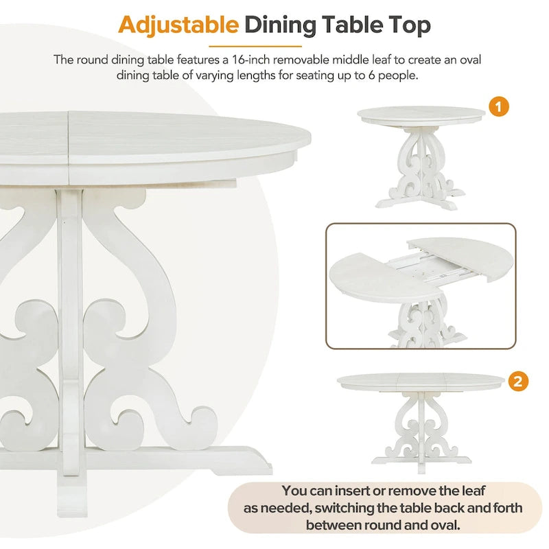 Ensemble de salle à manger fonctionnel rétro, table et chaises extensibles avec rallonges amovibles et pliables pour la salle à manger et la cuisine