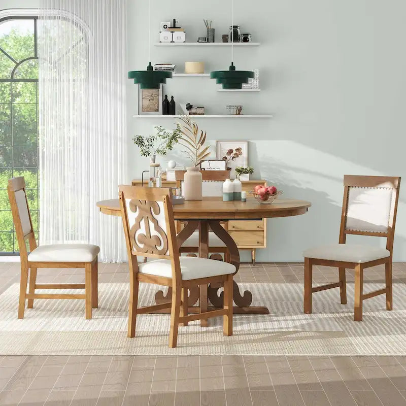 Ensemble de salle à manger fonctionnel rétro, table et chaises extensibles avec rallonges amovibles et pliables pour la salle à manger et la cuisine