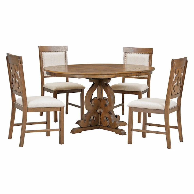 Ensemble de salle à manger fonctionnel rétro, table et chaises extensibles avec rallonges amovibles et pliables pour la salle à manger et la cuisine