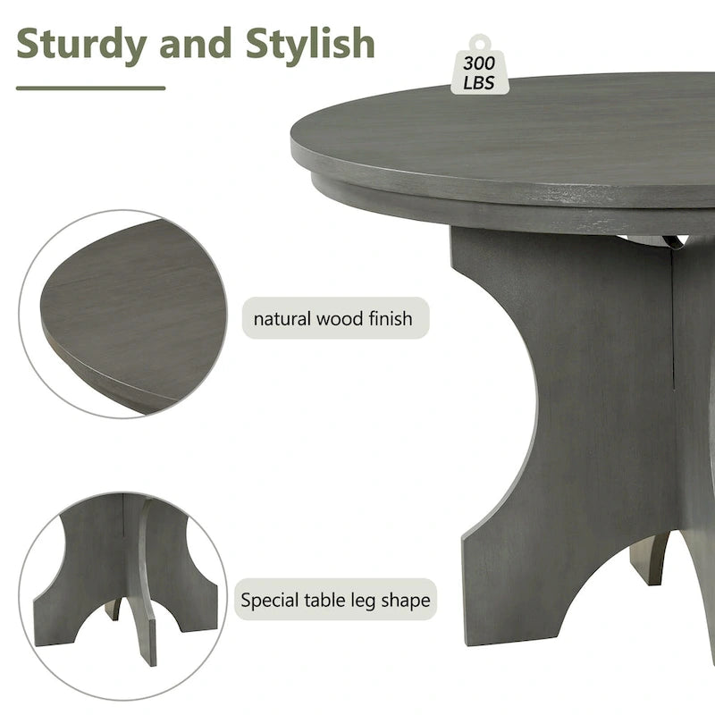 Ensembles Table et Chaises de Salle à Manger Style Campagne Moderne, Ensembles Table et Chaises de Salle à Manger Multifonctionnels avec Base de Table Courbe et Banc Incurvé