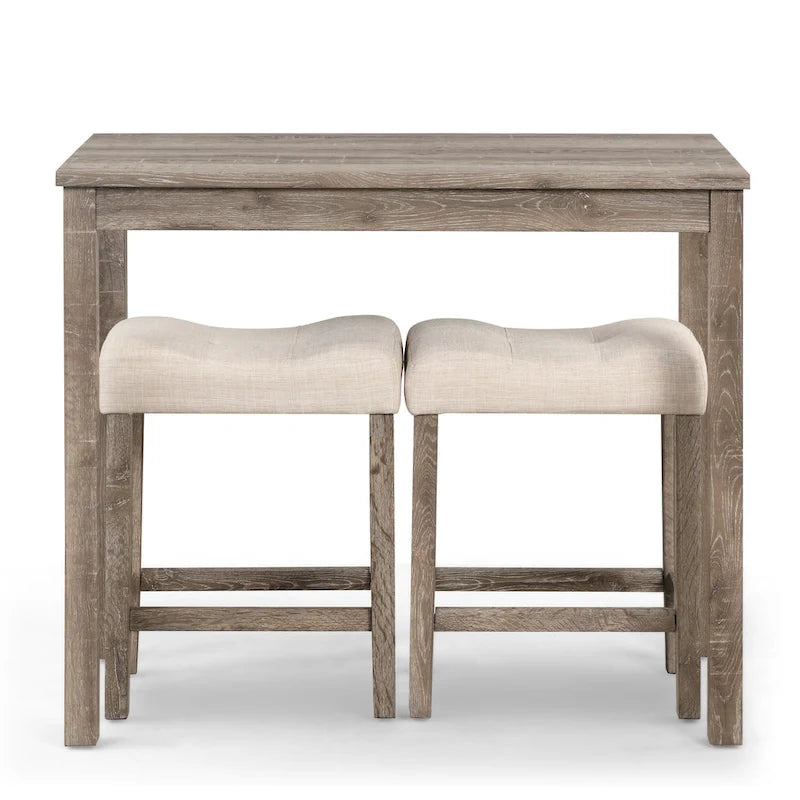 Ensemble de salle à manger 3 pièces à hauteur de comptoir, petite table de salle à manger et chaises d'appartement avec tabourets rembourrés capitonnés pour la cuisine