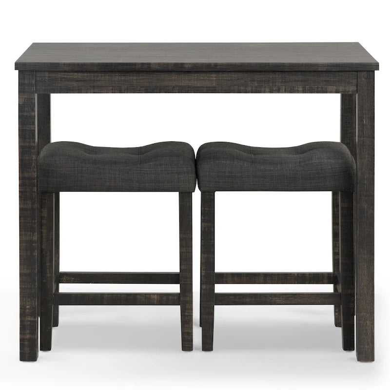 Ensemble de salle à manger 3 pièces à hauteur de comptoir, petite table de salle à manger et chaises d'appartement avec tabourets rembourrés capitonnés pour la cuisine