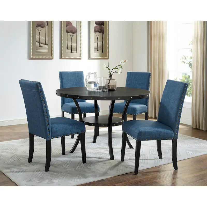 Ensembles de table et de chaises de salle à manger modernes du milieu du siècle, ensembles de table de salle à manger de cuisine de ferme avec clous en laiton et pieds en métal