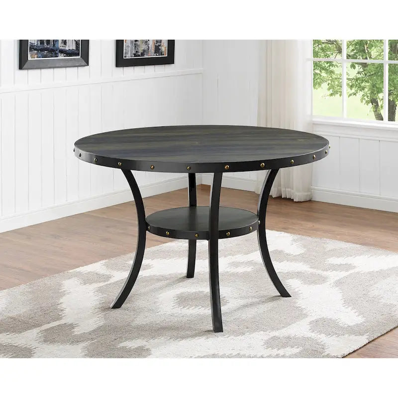 Ensembles de table et de chaises de salle à manger modernes du milieu du siècle, ensembles de table de salle à manger de cuisine de ferme avec clous en laiton et pieds en métal