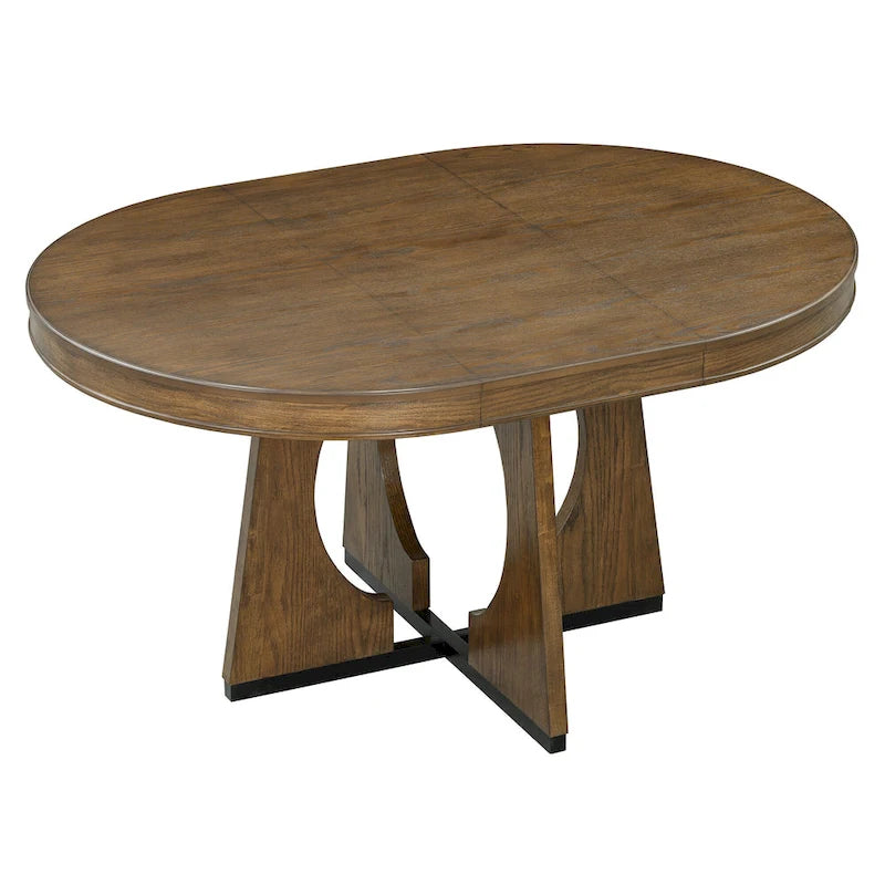 Ensemble de salle à manger 5 pièces extensible, table et chaises rondes rétro avec design géométrique pour cuisine et salle à manger