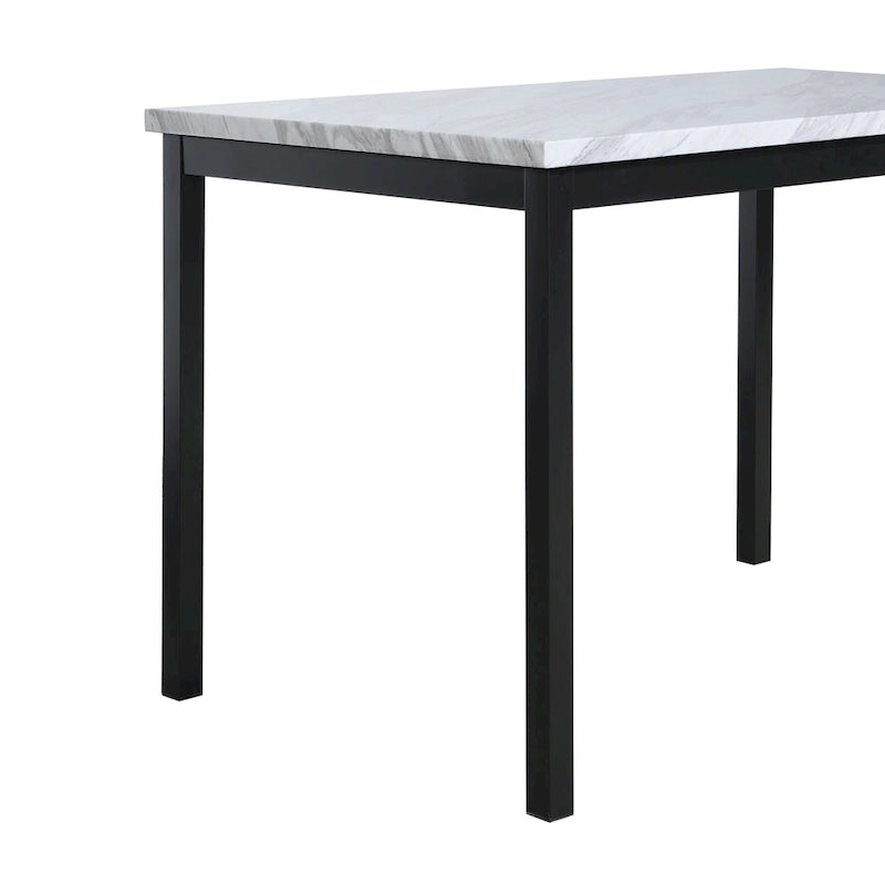 Ensemble table et 4 chaises de salle à manger, ensemble de meubles de salle à manger de cuisine avec table rectangulaire en faux marbre et 4 chaises