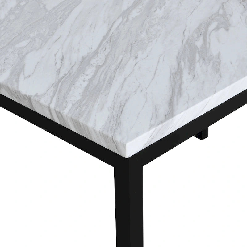 Ensemble table et 4 chaises de salle à manger, ensemble de meubles de salle à manger de cuisine avec table rectangulaire en faux marbre et 4 chaises