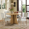 Ensemble de salle à manger rond d'extérieur 5 pièces en bois avec 4 chaises rembourrées