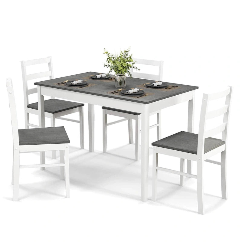 Costway Ensemble de salle à manger 5 pièces en bois massif Meuble de cuisine avec