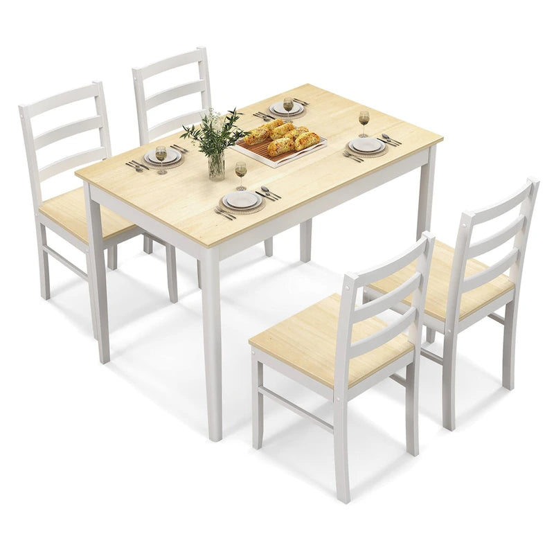 Costway Ensemble de salle à manger 5 pièces en bois massif Meuble de cuisine avec