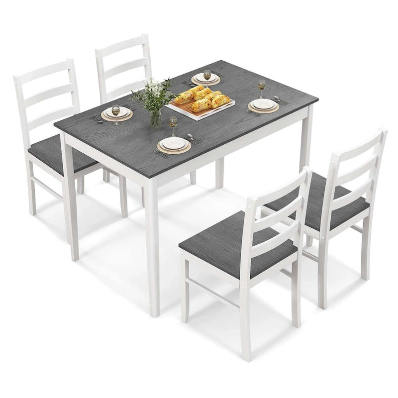 Costway Ensemble de salle à manger 5 pièces en bois massif Meuble de cuisine avec