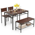 Costway Ensemble table à manger pour 4 personnes Table rectangulaire avec 2 chaises, 1