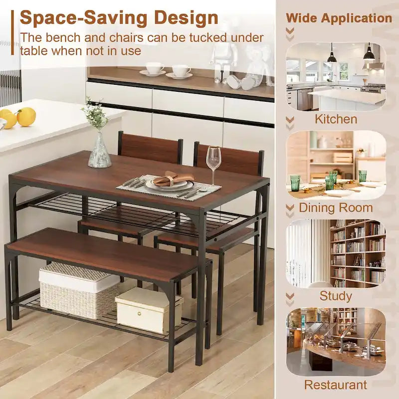 Costway Ensemble table à manger pour 4 personnes Table rectangulaire avec 2 chaises, 1