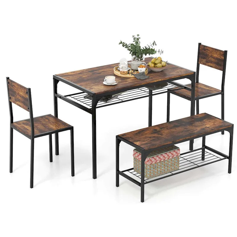 Costway Ensemble table à manger pour 4 personnes Table rectangulaire avec 2 chaises, 1
