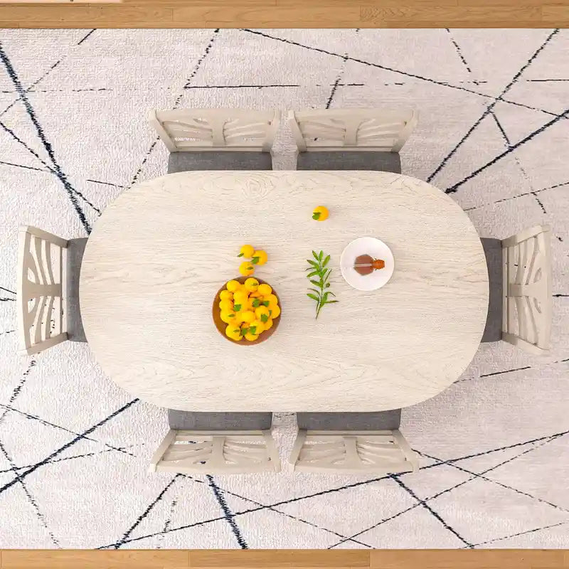Ensemble de salle à manger VECELO 5/7 pièces comprenant une table de salle à manger ovale